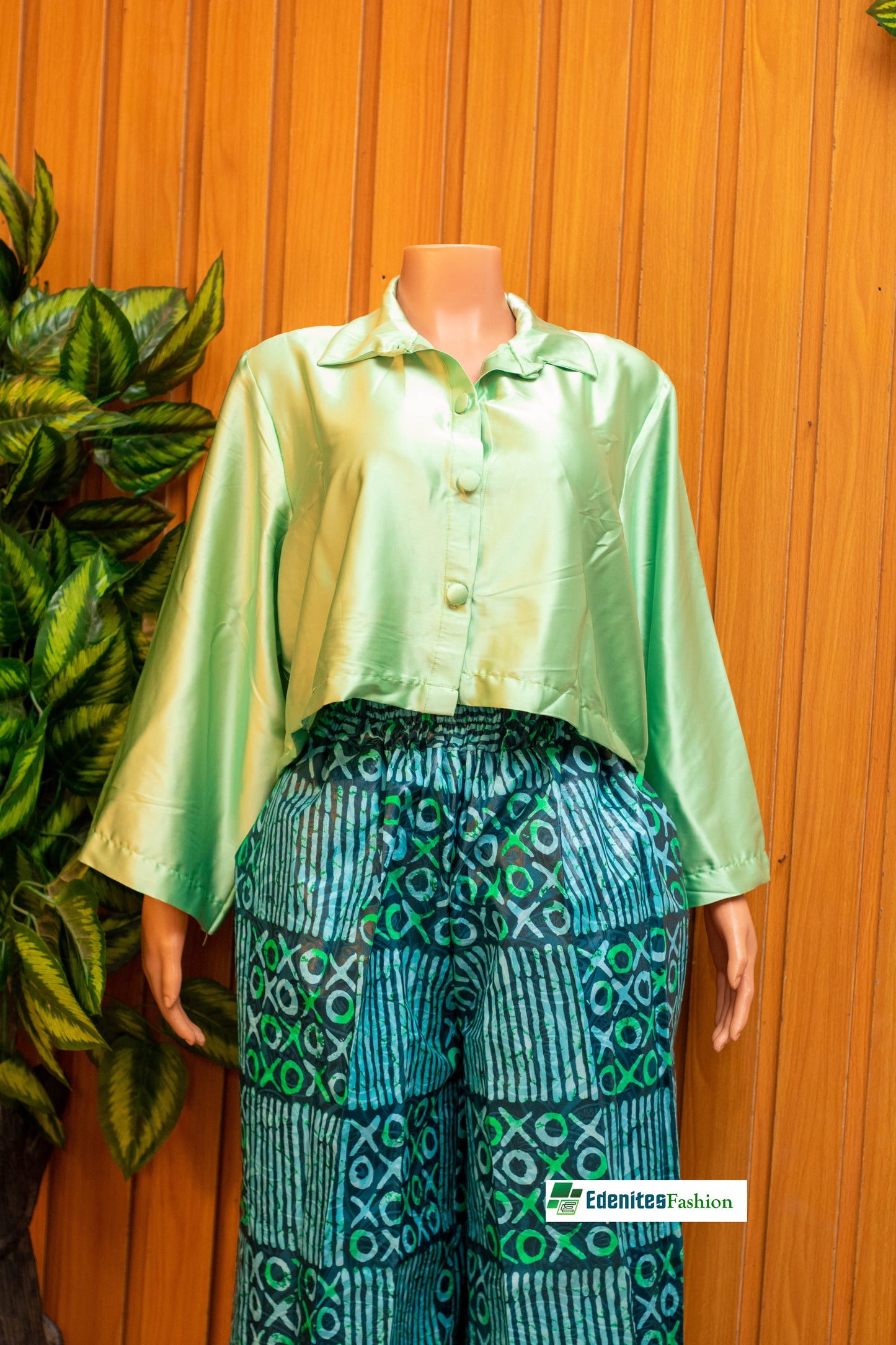 Ankara palazzo pants and Slik crop shirt-