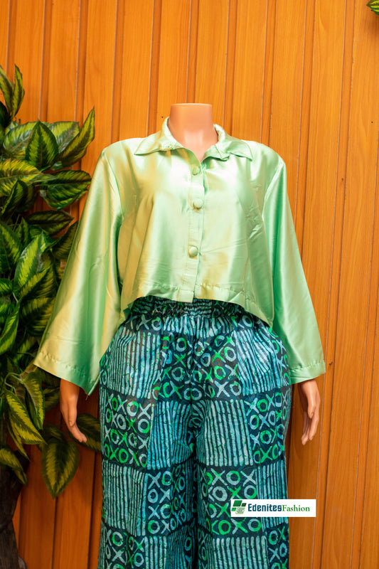 Ankara palazzo pants and Slik crop shirt-