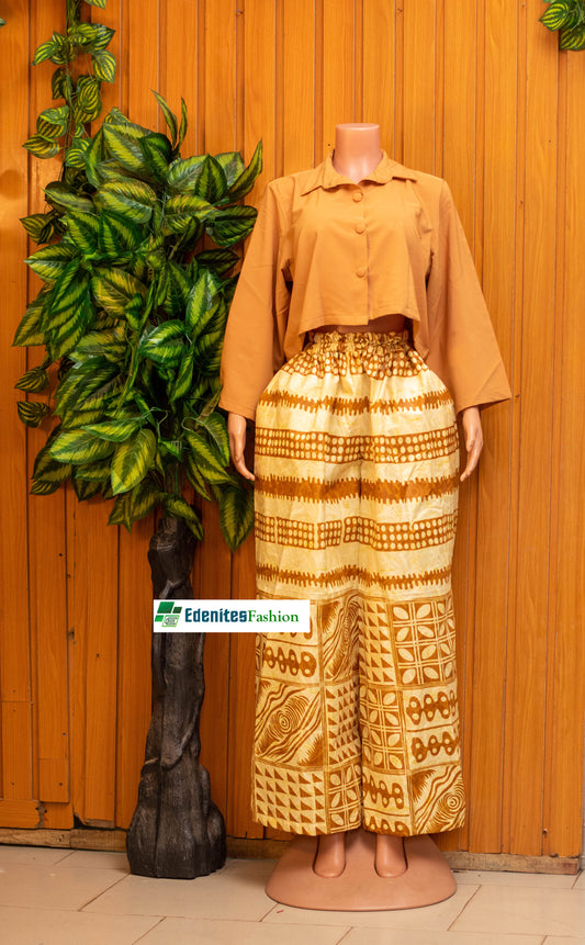 Ankara palazzo pants and Slik crop shirt