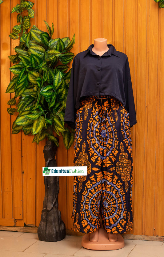 Ankara palazzo pants and Slik crop shirt-